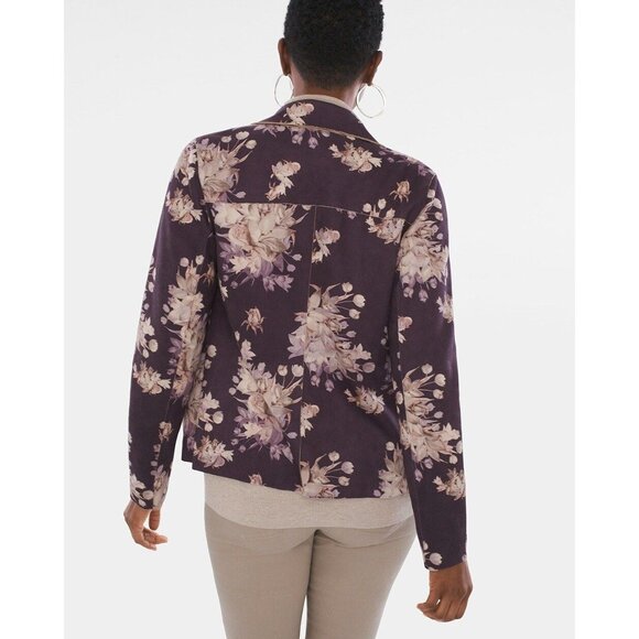Chico's Sueded Floral Moto Jacket Size 3 (16/18), New - Picture 2 of 16